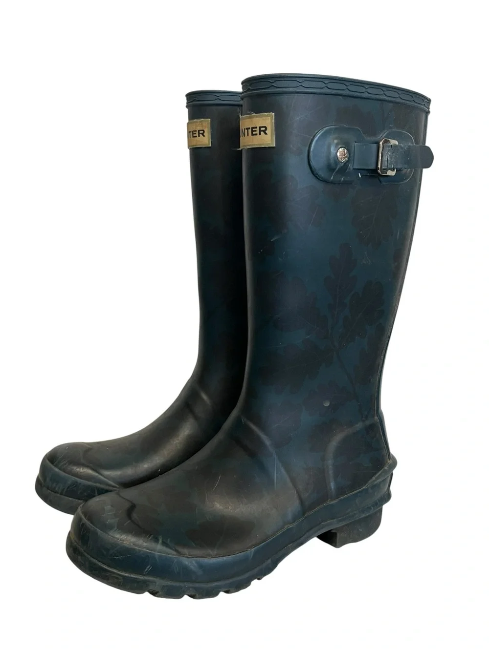 Hunter | Blue‎ Green Floral Design Rubber Rain Boots Little Girl 2